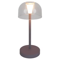 Näve Set de 2 lampes de table LED rechargeables Gomba extérieur intérieur métal plastique couleur mûre hauteur 18,5cm