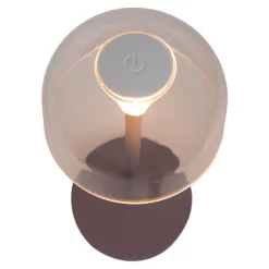Näve Set de 2 lampes de table LED rechargeables Gomba extérieur intérieur métal plastique couleur mûre hauteur 18,5cm