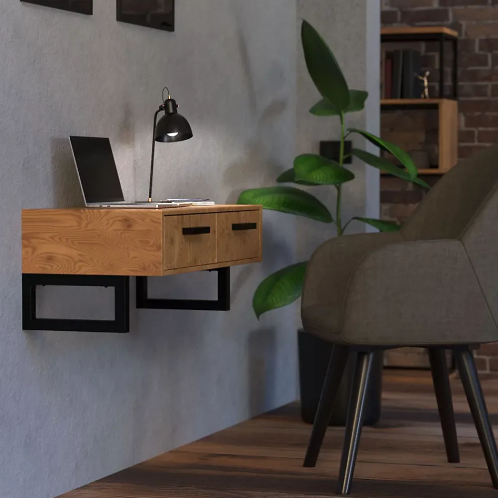 Ml-Design Equerre De Fixation-Set de 2x consoles murales support d'étagères en acier noir mat 450x150x30 mm