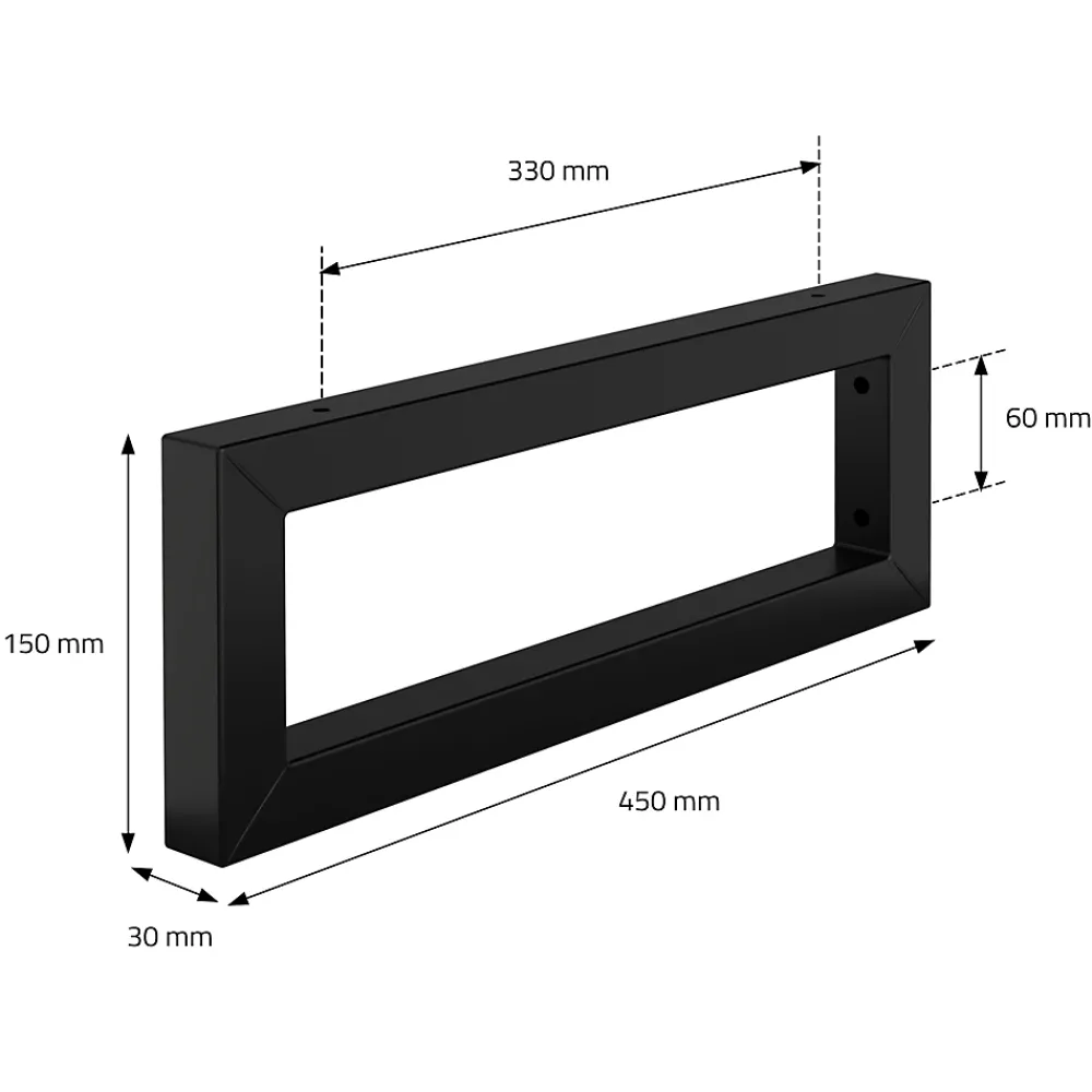 Ml-Design Equerre De Fixation-Set de 2x consoles murales support d'étagères en acier noir mat 450x150x30 mm