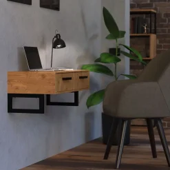 Ml-Design Equerre De Fixation-Set de 2x consoles murales support d'étagères en acier noir mat 500x150x30 mm
