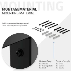 Ml-Design Equerre De Fixation-Set de 2x consoles murales support d'étagères en acier noir mat 500x150x30 mm