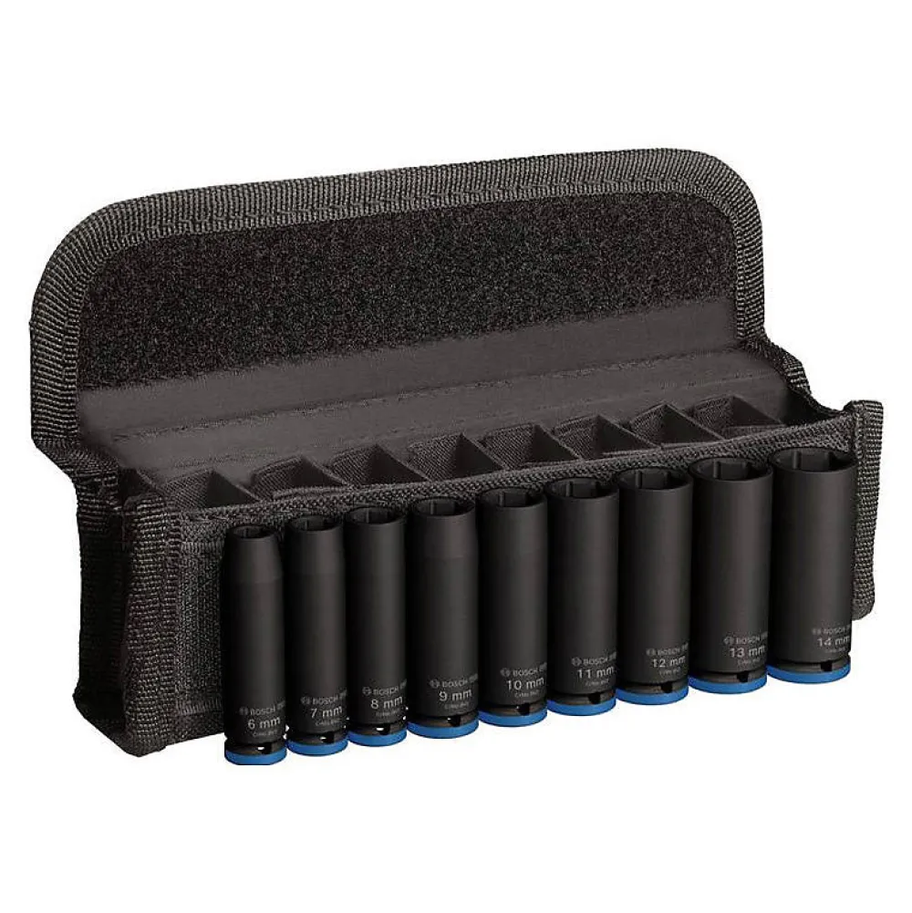 Bosch Set 9 Douilles Impact PRO M 6,7,8,9,10,11,12,13,14 50M 1/4