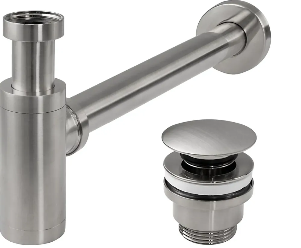 Rea Siphon de lavabo + bonde Brushed Nickel