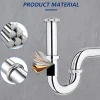 Homelody Siphon de Lavabo en Acier Inox Chrome Anti Odeur Tube Courbe en Forme de G Ouverture Quart de Tour pour Lavabo