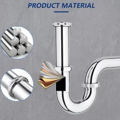 Homelody Siphon de Lavabo en Acier Inox Chrome Anti Odeur Tube Courbe en Forme de G Ouverture Quart de Tour pour Lavabo