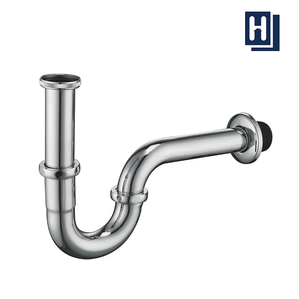 Homelody Siphon de Lavabo en Acier Inox Chrome Anti Odeur Tube Courbe en Forme de G Ouverture Quart de Tour pour Lavabo