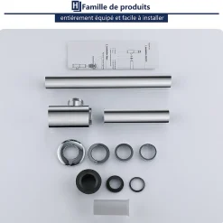 Homelody Evacuation De Baignoire-Siphon de Lavabo en Acier Inox Hauteur Reglable Set de Siphon G1 1 4 pour Vasque et Lavabo