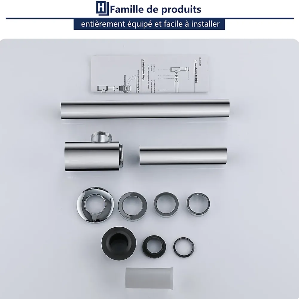 Homelody Evacuation De Baignoire-Siphon de Lavabo en Acier Inox Hauteur Reglable Set de Siphon G1 1 4 pour Vasque et Lavabo
