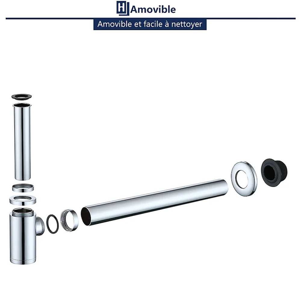 Homelody Evacuation De Baignoire-Siphon de Lavabo en Acier Inox Hauteur Reglable Set de Siphon G1 1 4 pour Vasque et Lavabo