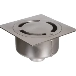 ACO Siphon de sol Netdrain Standard - Inox 304 sablée - Platine 200 x 200 mm - Sortie verticale DN63 mm - PMR