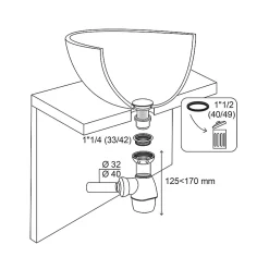 Wirquin Siphon lavabo pour vasques et plan-vasques