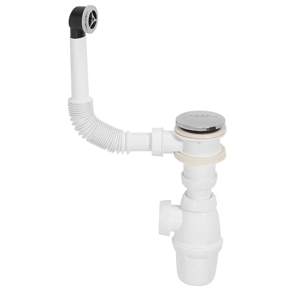 Wirquin Evacuation De Lavabo-Vasque|Siphon Pour Lavabo-Siphon réglable blanc 32mm et trop-plein circulaire
