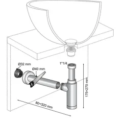 Wirquin Siphon réglable Teos chromé Ø32 mm