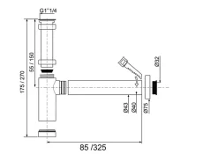 Wirquin Siphon réglable Teos chromé Ø32 mm