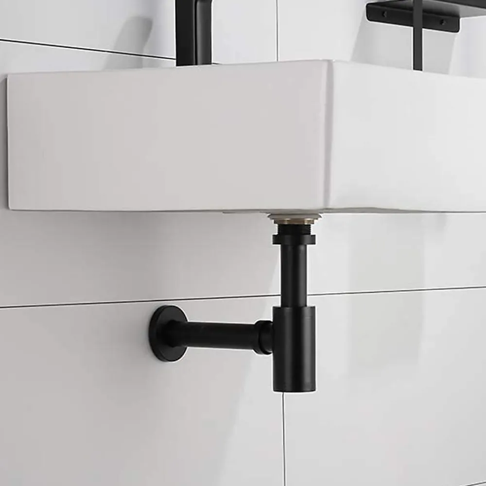 Pipe Wc-Siphon rond MIN avec finition NOIR mat en laiton Kibath