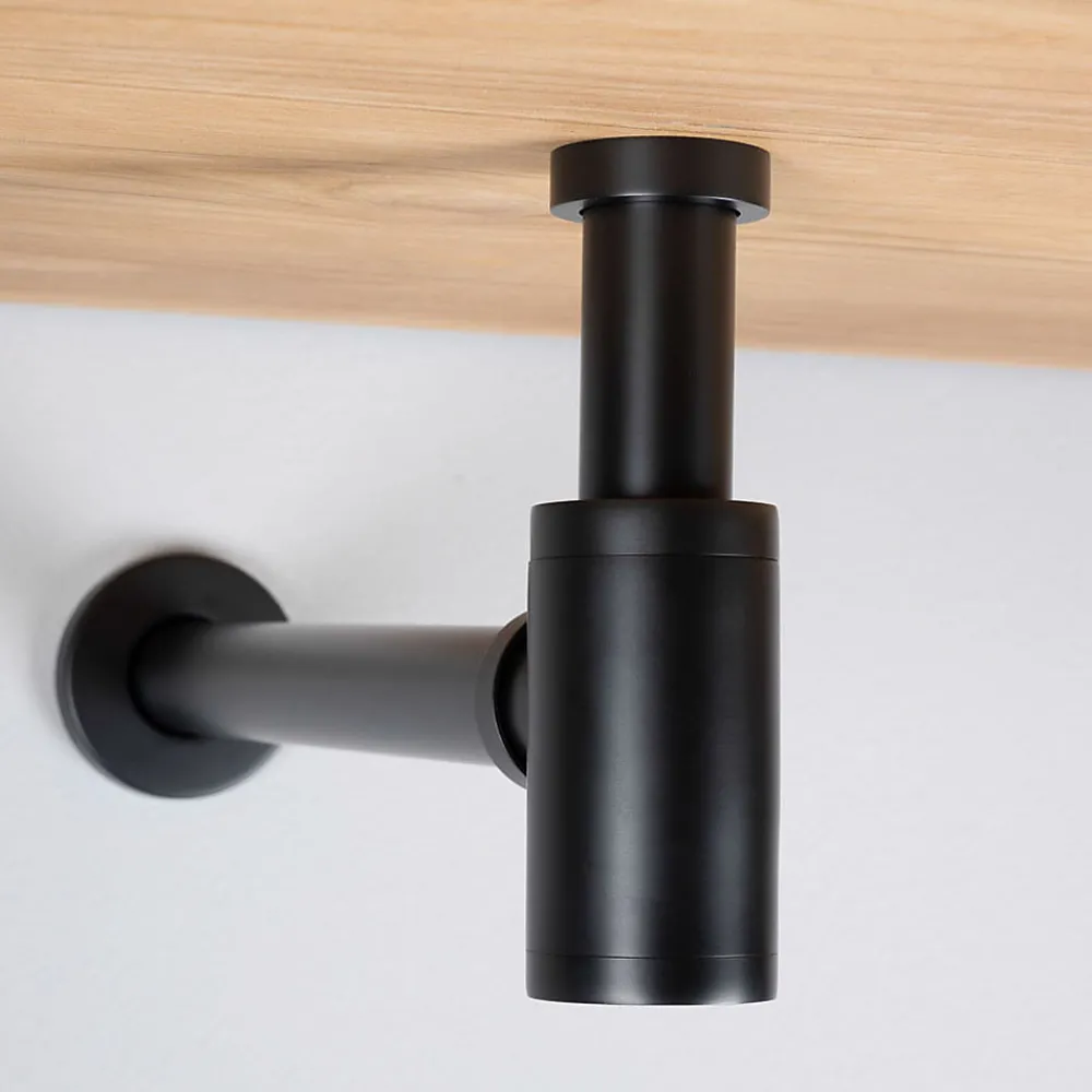 Pipe Wc-Siphon rond MIN avec finition NOIR mat en laiton Kibath