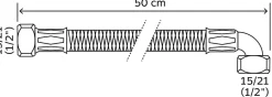 Somatherm for you Flexible Robinetterie-- Flexible sanitaire - Double écrou tournant 1/2 dont 1 coudé - 500mm - DN10