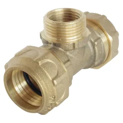Somatherm for you Tube Et Raccord Pehd-- Raccord laiton Té Mâle 3/4 au centre Serrage Extérieur pour tube PE diam 25 mm
