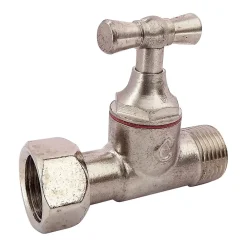 Somatherm for you Robinet Chasse D'Eau-- Robinet d'arrêt droit pour WC - 3/8 - Tête à clapet - Laiton nickelé