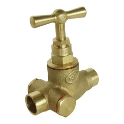 Somatherm for you Vanne D'Arrêt-- Robinet d'arrêt à potence à purge à souder - Pour tube cuivre 14mm - Laiton brut