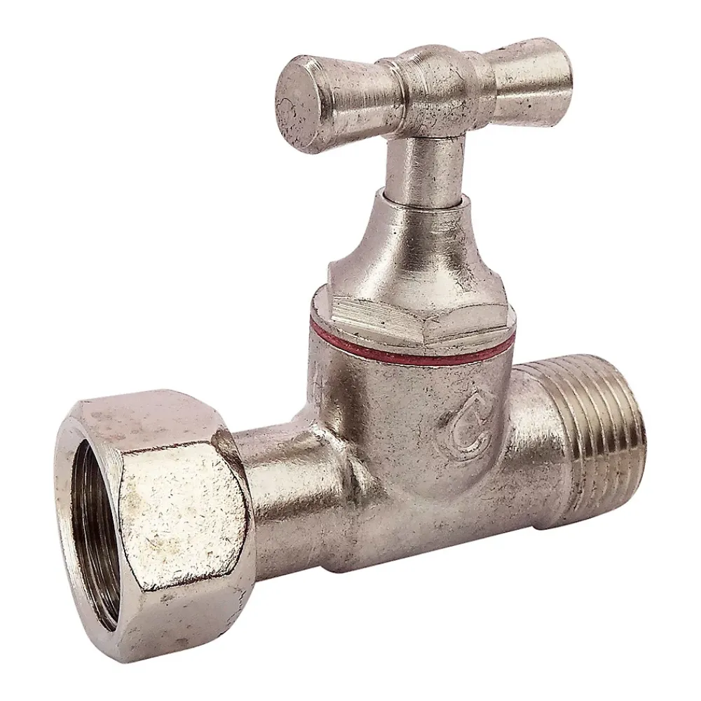Somatherm for you - Robinet de WC droit nickelé brut M12/17 - Ecrou Prisonnier 12/17
