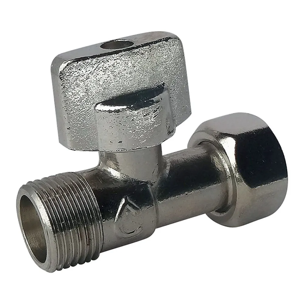 Somatherm for you Robinet Chasse D'Eau-- Robinet de WC 1/4 de tour droit nickelé M12/17 - Ecrou Prisonnier 12/17