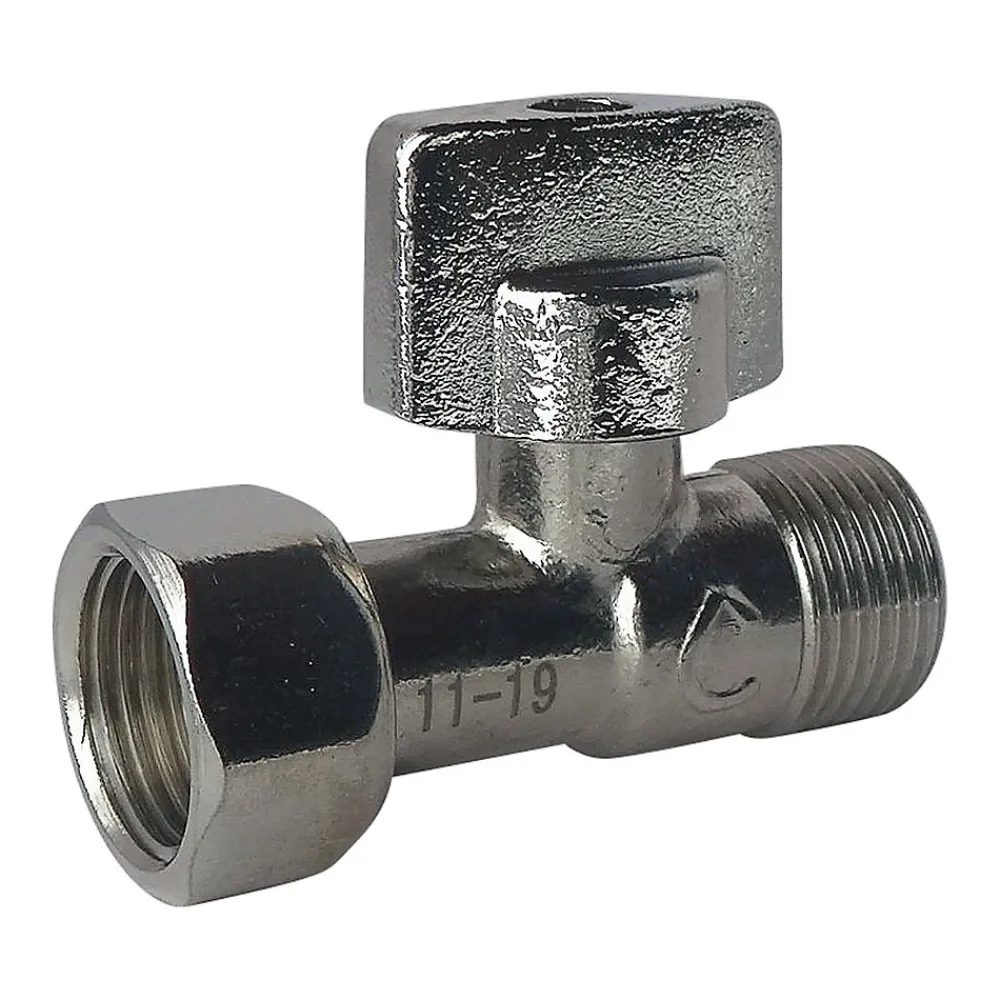 Somatherm for you Robinet Chasse D'Eau-- Robinet de WC 1/4 de tour droit nickelé M12/17 - Ecrou Prisonnier 12/17