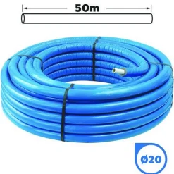 Somatherm for you Tube Et Raccord Multicouche-- Tube multicouche D20 isolé bleu en couronne 50m - Isolant 8mm