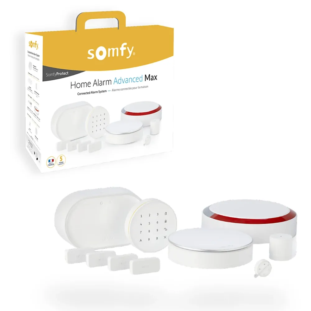 Somfy Alarme Sans Fil-1875254 – Home Alarm Advanced Max, Système d’alarme maison connecté haut de gamme avec détecteurs, sirènes et accessoires