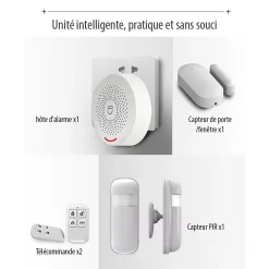 Somlife Alarme Sans Fil-Système d'Alarme Domestique sans fils WiFi Smart Home, detecteur de mouvement Wireless avec Application Tuya Smart Life