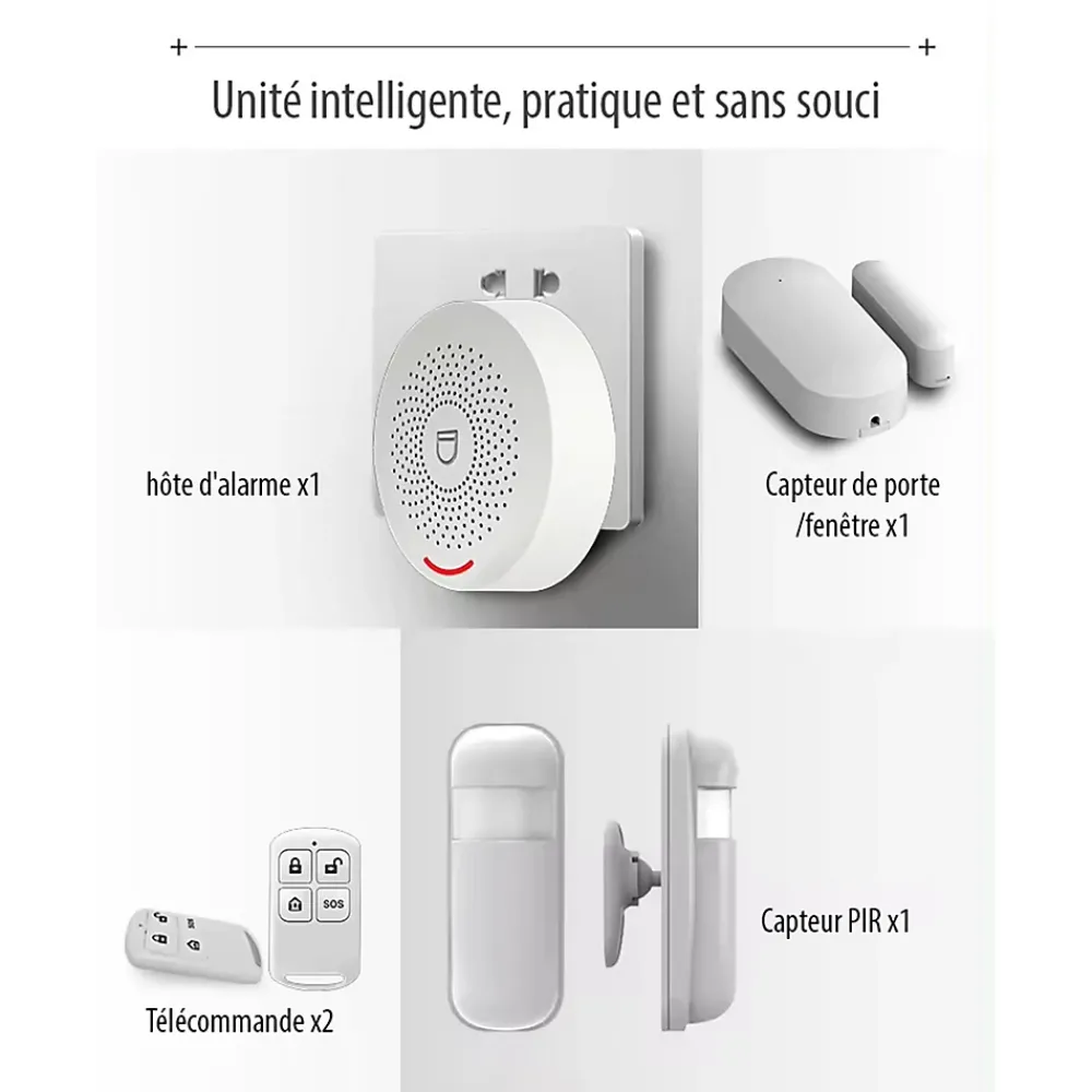 Somlife Alarme Sans Fil-Système d'Alarme Domestique sans fils WiFi Smart Home, detecteur de mouvement Wireless avec Application Tuya Smart Life