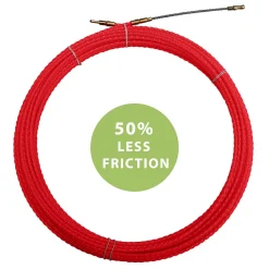 Tecnid Sonde tire-fils à câble hélicoïdal, rouge, diam. 4,2 mm, 20 mètres, avec bornes M5 interchangeables