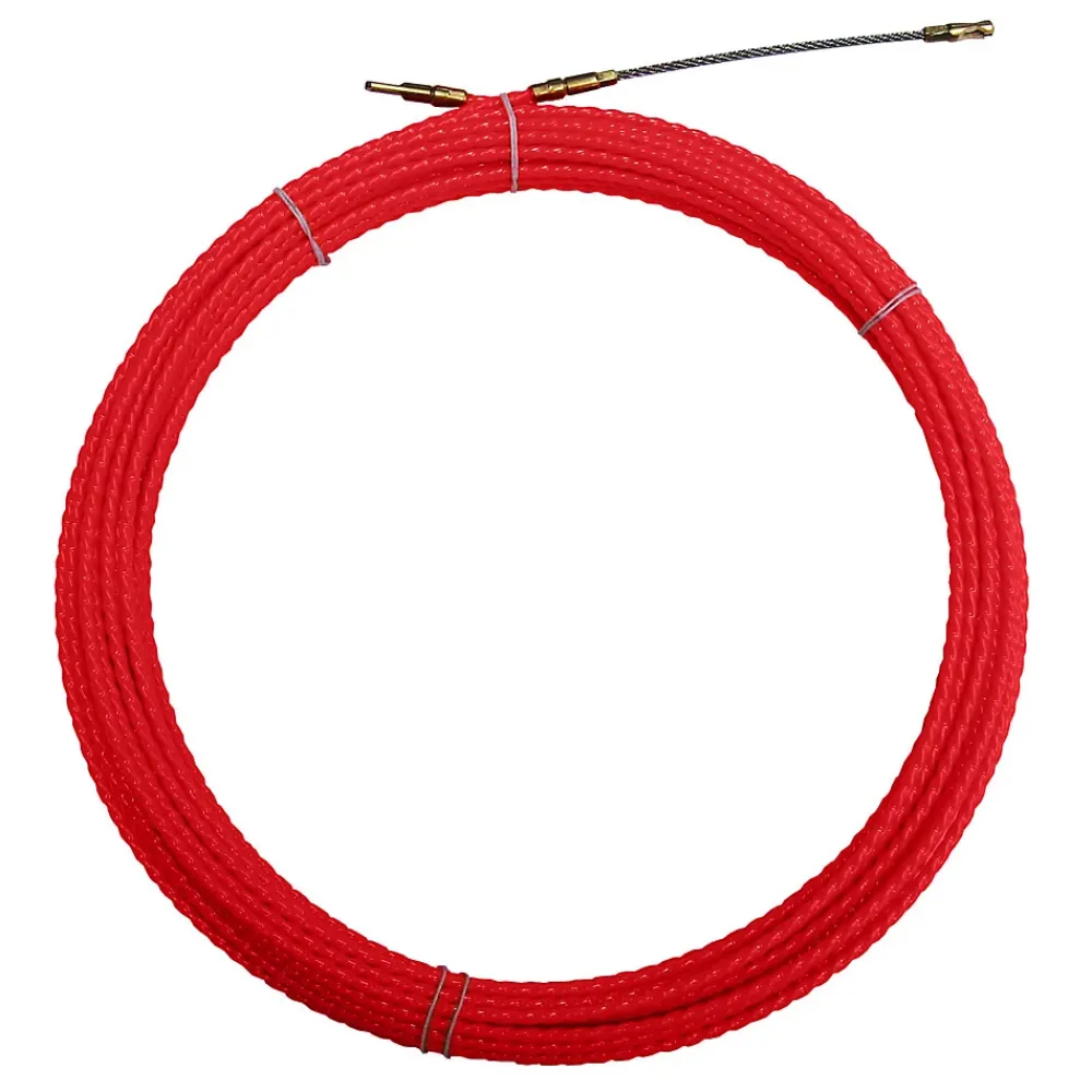 Tecnid Gaine Électrique-Sonde tire-fils à câble hélicoïdal, rouge, diam. 4,2 mm, 15 mètres, avec bornes M5 interchangeables