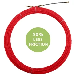Tecnid Sonde tire-fils à câble hélicoïdal, rouge, diam. 4,2 mm, 10 mètres, avec bornes M5 interchangeables