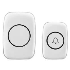 Deko Sonnette extérieure sans fil étanche à 300 mètres, kit de sonnette avec récepteur enfichable pour la maison au Bureau, blanc