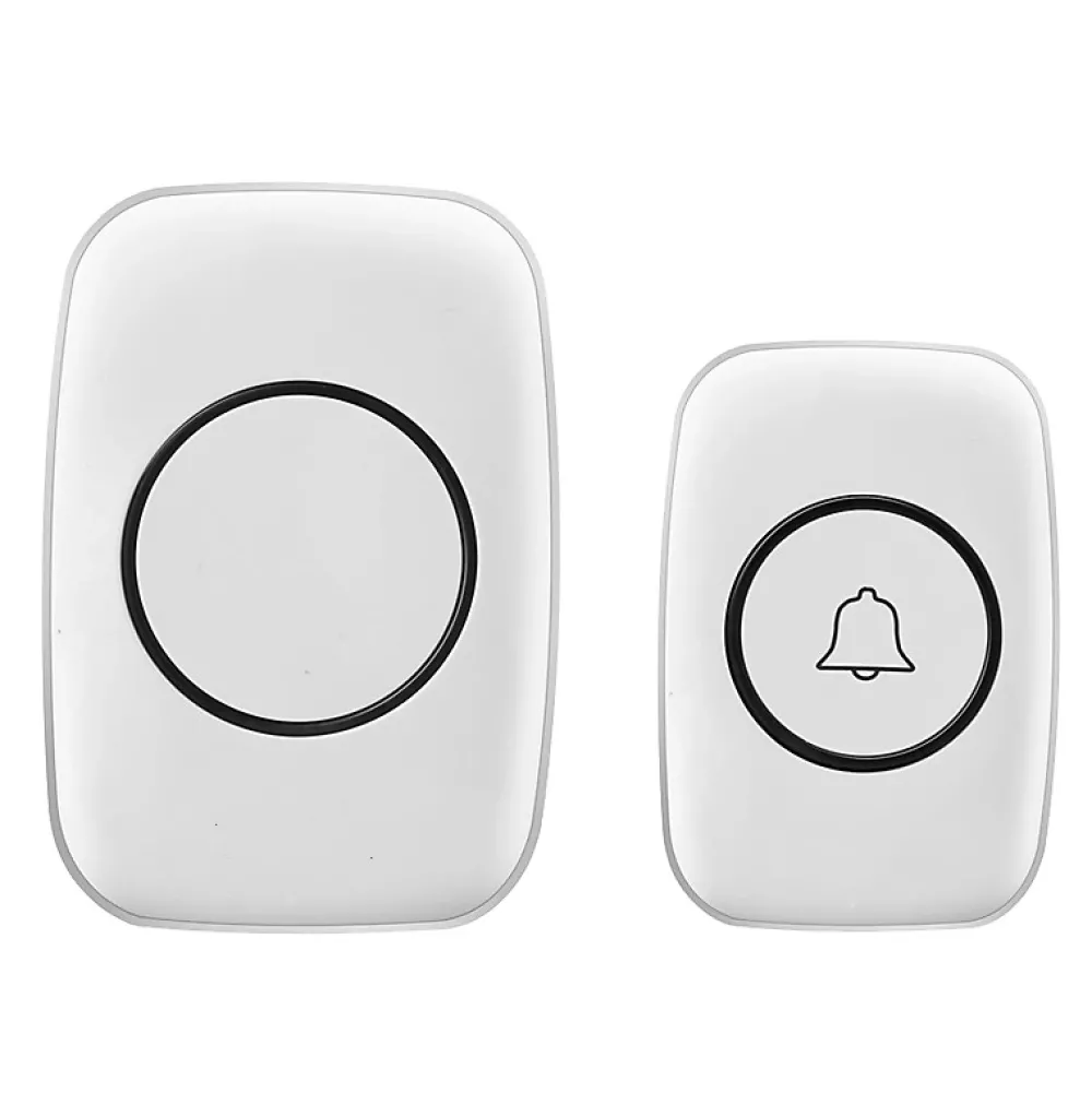 Deko Sonnette extérieure sans fil étanche à 300 mètres, kit de sonnette avec récepteur enfichable pour la maison au Bureau, blanc