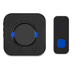 Deko Sonnette électronique étanche IP55, portée de 300 m, 55 mélodies, 5 niveaux de volume - Noir