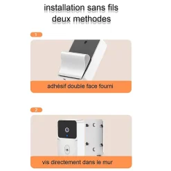 Somlife Sonnette portier app tuya smart life autonome sans fils alerte direct smartphone, vision nocture carillon fourni
