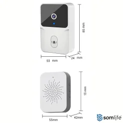 Somlife Sonnette portier app tuya smart life autonome sans fils alerte direct smartphone, vision nocture carillon fourni