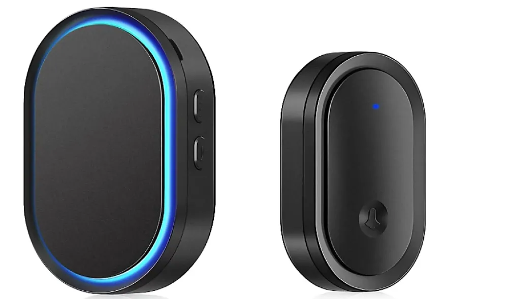 Deko Sonnette sans fil extérieure étanche, sonnette alimentée par batterie de 300 mètres, 60 mélodies, 5 niveaux de volume