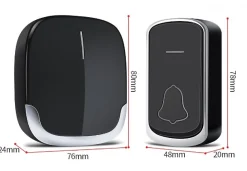 Deko Sonnette sans fil 300 m, 36 mélodies, 4 niveaux de volume, avec lampe torche LED, noire