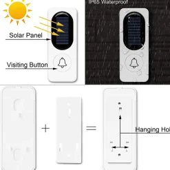 Deko Sonnette sans fil Sonnette solaire électronique sans fil, blanche