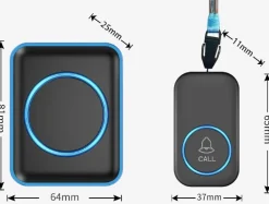 Deko Sonnette sans fil étanche - Portée 300 m - 60 mélodies - Pour jardin, maison, bureau