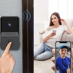 Deko Sonnette Et Carillon-Sonnette vidéo sans fil, compatible avec sonnette intelligente, connexion sans fil, caméra 1080p (avec batterie)