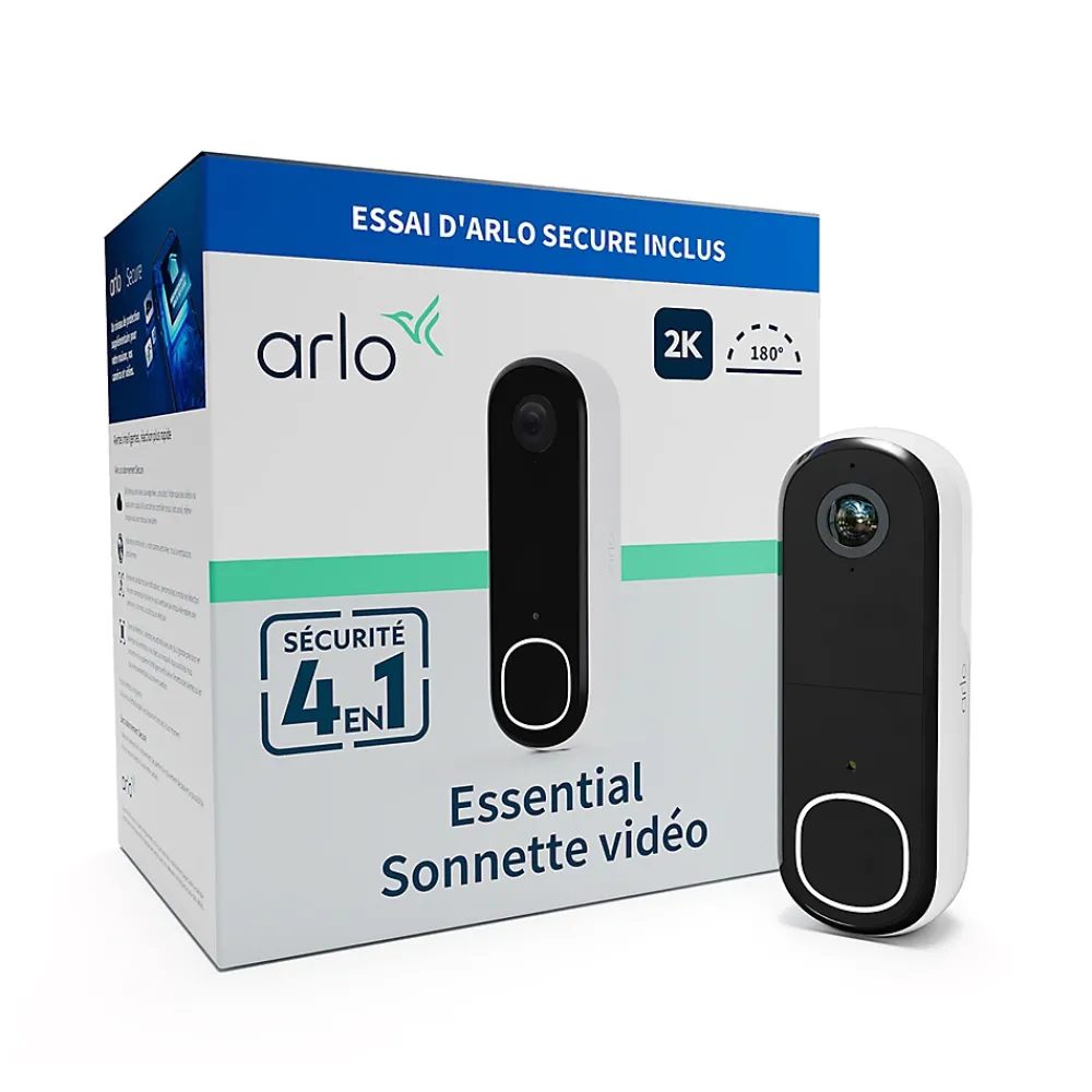 Arlo Sonnette Et Carillon-Sonnette vidéo sans fil connectée Essential2 2k blanc