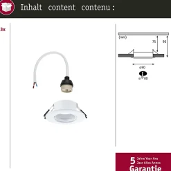 Paulmann Spot encastré Kit de 3 fixe rond 90mm GU10 max. 3x10W 230V gradable Blanc