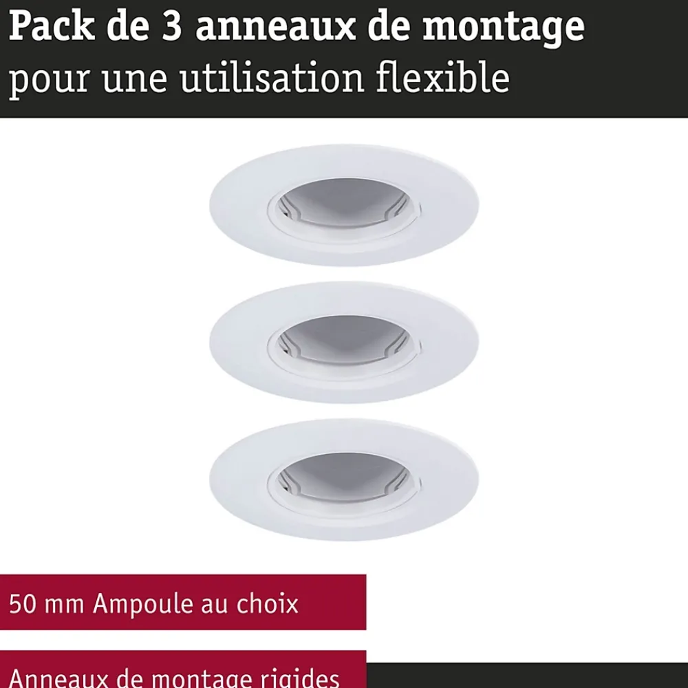 Paulmann Spot encastré Kit de 3 fixe rond 90mm GU10 max. 3x10W 230V gradable Blanc