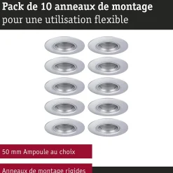 Paulmann Spot encastré Kit de 10 fixe rond 90mm GU10 max. 10x10W 230V gradable Chrome mat