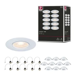 Paulmann Boîte De Dérivation-Spot encastré Kit de 10 fixe rond 90mm GU10 max. 10x10W 230V gradable Blanc